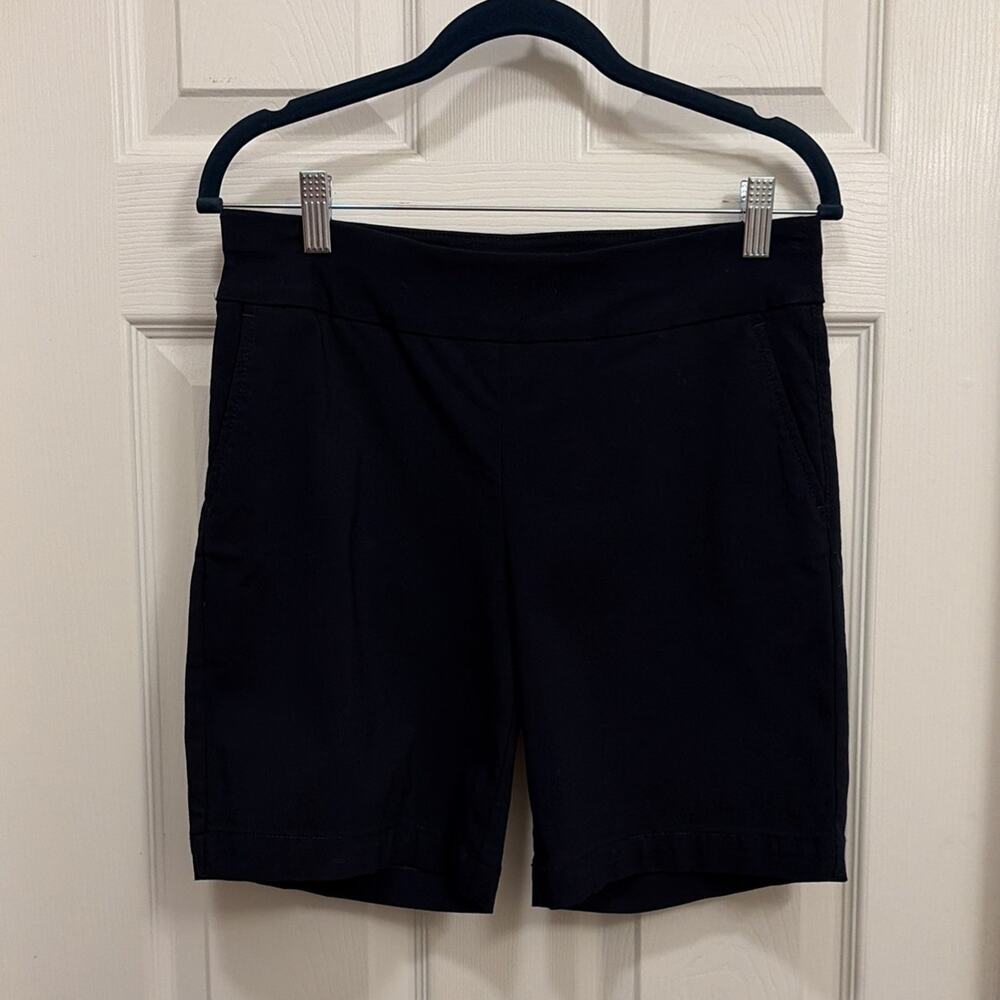 Talbots 6 Petite elastic waist Navy Blue pull on shorts with pockets